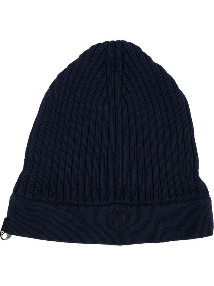 11 By Boris Bidjan Saberi Logo Embroidered Ribbed Beanie, Adult Unisex, Blue, Cotton