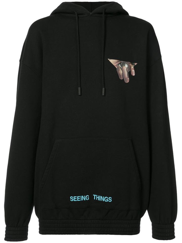 Off-white Patch Printed Hooded Sweatshirt - Black