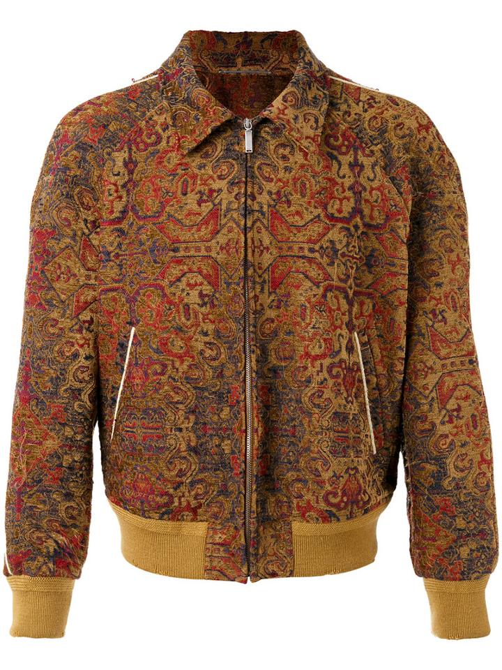 Saint Laurent Marrakech Teddy Baseball Jacket, Men's, Size: 48, Red, Viscose/polyester/wool/cotton