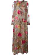 Etro Floral Paisley Print Maxi Dress, Women's, Size: 40, Grey, Silk/polyester