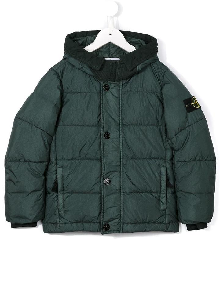 Stone Island Kids Padded Hooded Jacket, Boy's, Size: 8 Yrs, Green