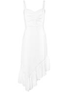 Josie Natori Plisse Asymmetric Hem Dress - White
