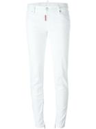 Dsquared2 Skinny Medium Waist Jeans, Women's, Size: 40, White, Cotton/spandex/elastane