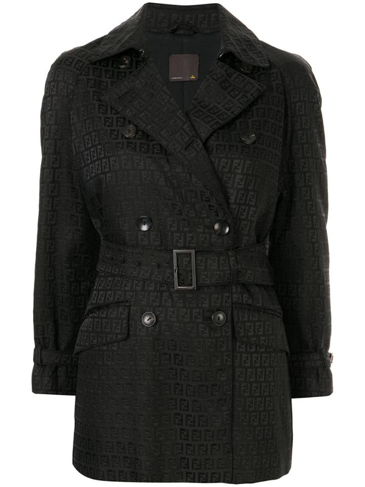 Fendi Pre-owned Zucca Pattern Double-breasted Jacket - Black