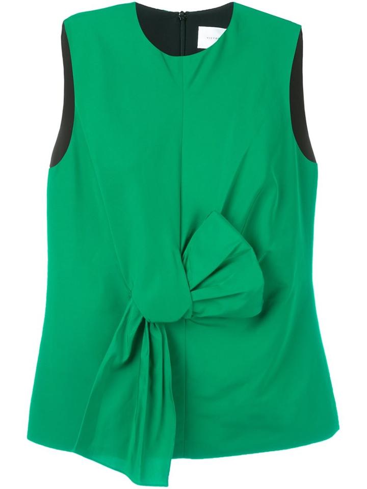 Victoria Victoria Beckham Bow Detail Tank Top, Women's, Size: 8, Green, Silk/viscose/cotton