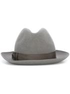 Borsalino Fedora Hat, Men's, Size: 57, Grey, Wool Felt