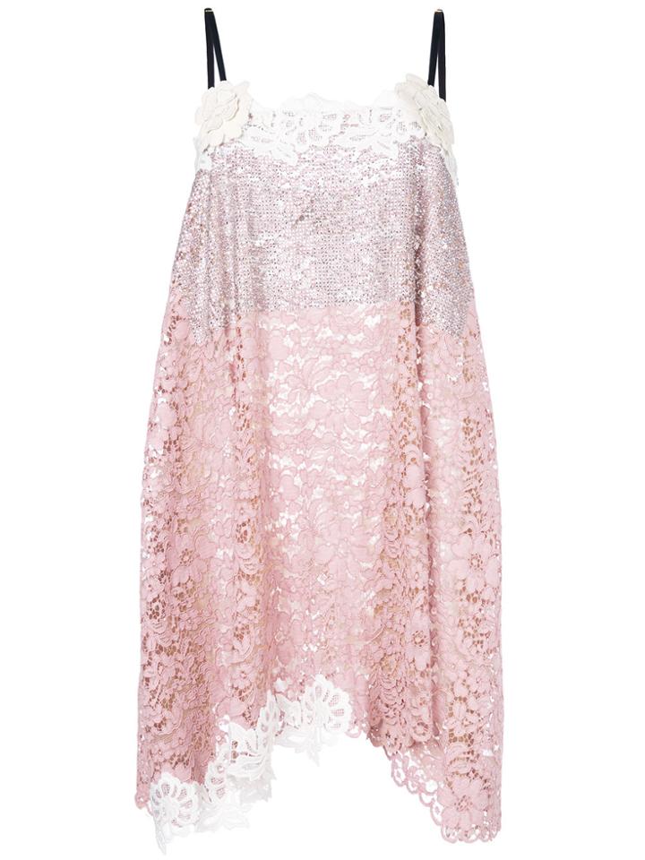 Fausto Puglisi Asymmetric Lace Dress - Pink & Purple