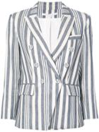 Veronica Beard Striped Double Breasted Blazer - Nude & Neutrals