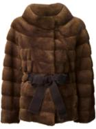 Liska Belted Coat, Women's, Size: Large, Brown, Mink Fur