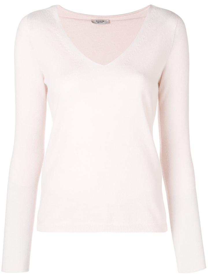 Peserico Cashmere V-neck Sweater - Pink & Purple