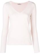 Peserico Cashmere V-neck Sweater - Pink & Purple