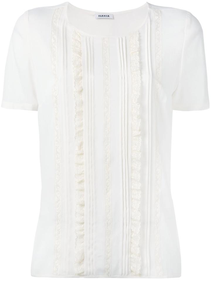 P.a.r.o.s.h. Frilled Panel T-shirt - Nude & Neutrals