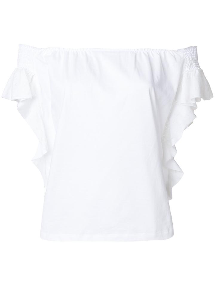 Red Valentino Ruffled Off The Shoulder Top - White