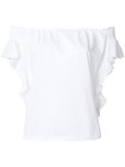 Red Valentino Ruffled Off The Shoulder Top - White