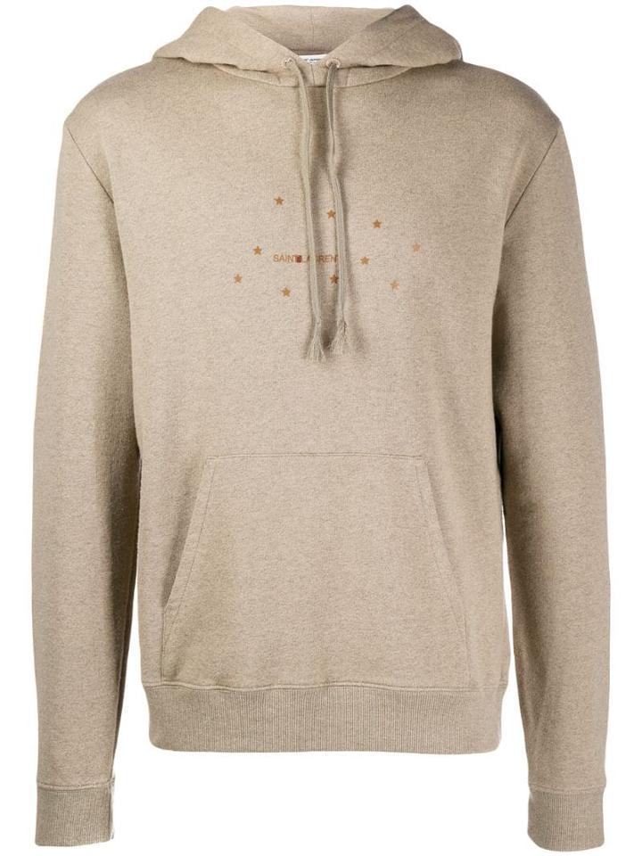 Saint Laurent Star Print Hoodie - Neutrals
