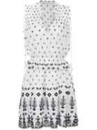 Derek Lam 10 Crosby Allover Print Flared Dress, Women's, Size: 6, White, Cotton