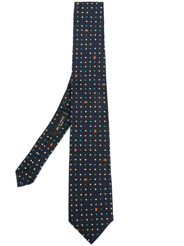 Etro Embroidered Tie - Blue