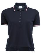 Thom Browne Cropped Polo Shirt, Women's, Size: 40, Blue, Cotton