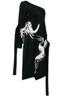 Krizia Asymmetric Animal Print Dress - Black