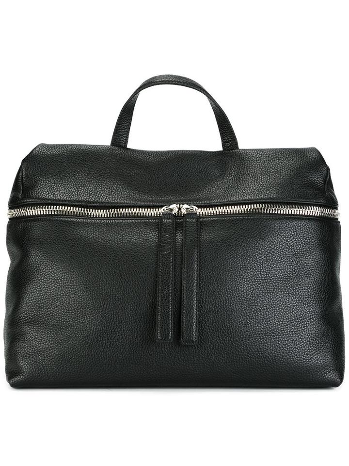 Kara Front Zipped Tote, Women's, Black, Leather