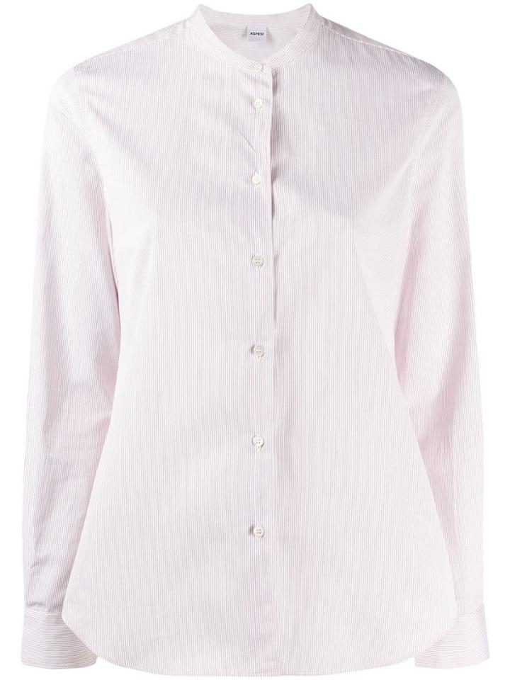 Aspesi Collarless Button Down Shirt - White