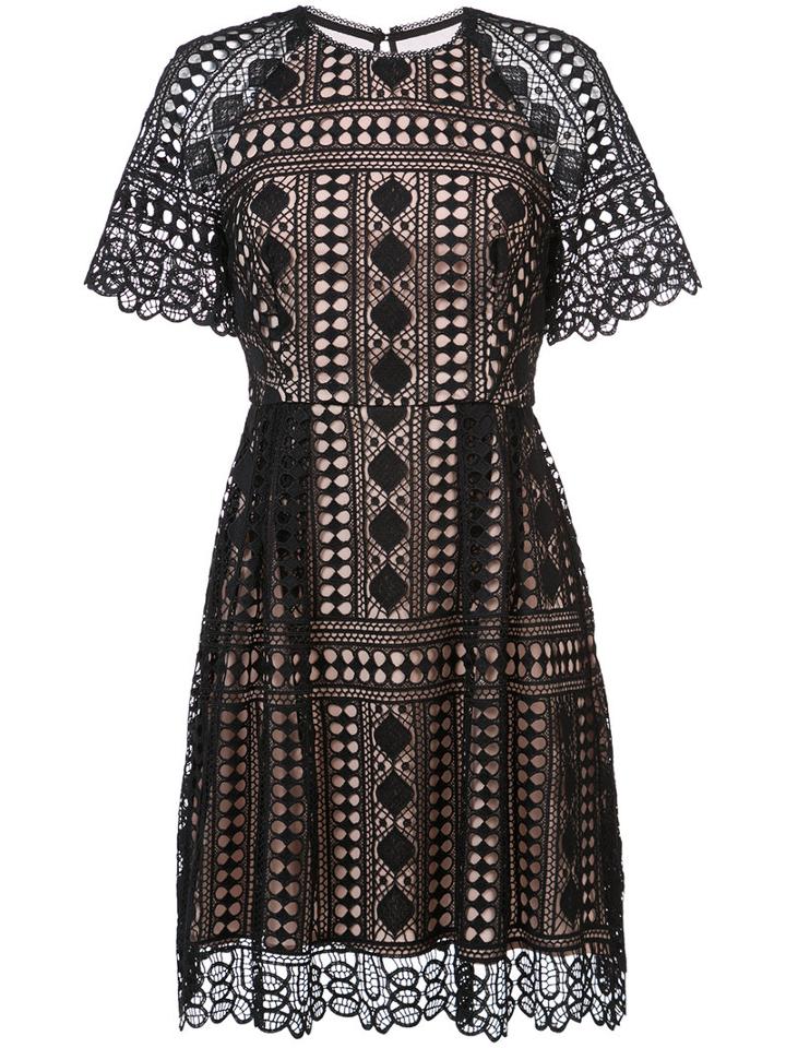 Nicole Miller - Lace Detail Dress - Women - Polyester - 12, Black, Polyester