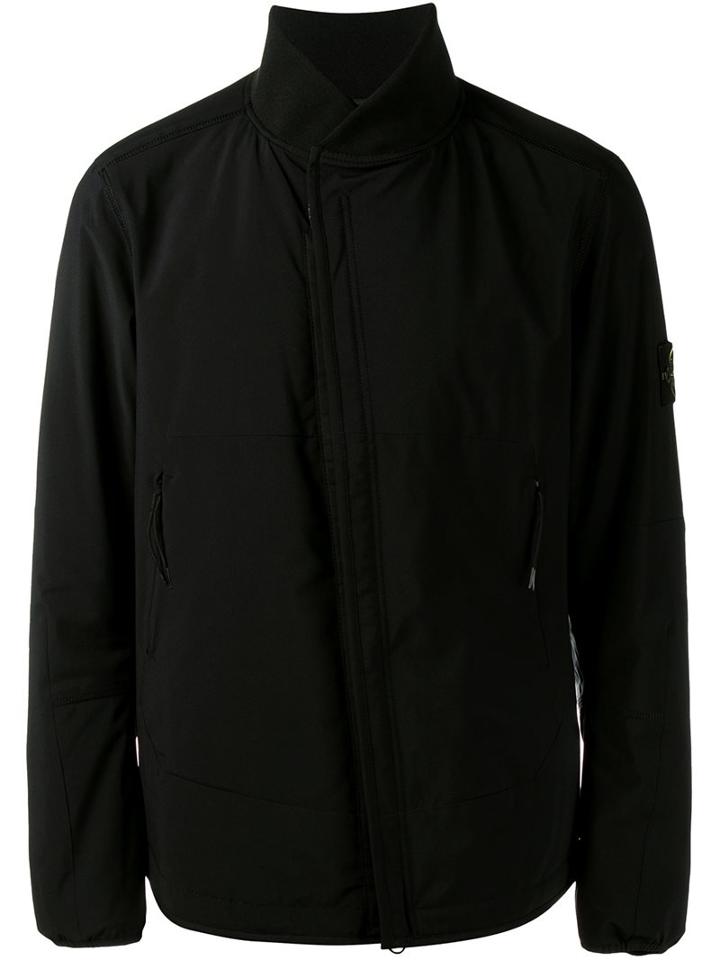 Stone Island Zip-up Jacket, Men's, Size: Medium, Black, Polyester/spandex/elastane/polyurethane Resin/polyester