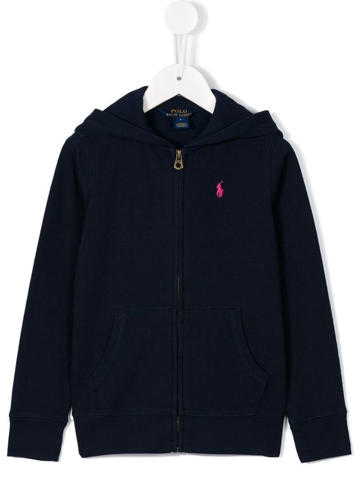Ralph Lauren Kids Logo Zip Hoodie, Girl's, Size: 8 Yrs, Blue