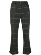 White Sand Check Cropped Trousers - Grey