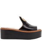 Fendi Platform Logo Sandals - Black