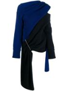 Monse Scarf-neck Asymmetric Knit Top - Blue