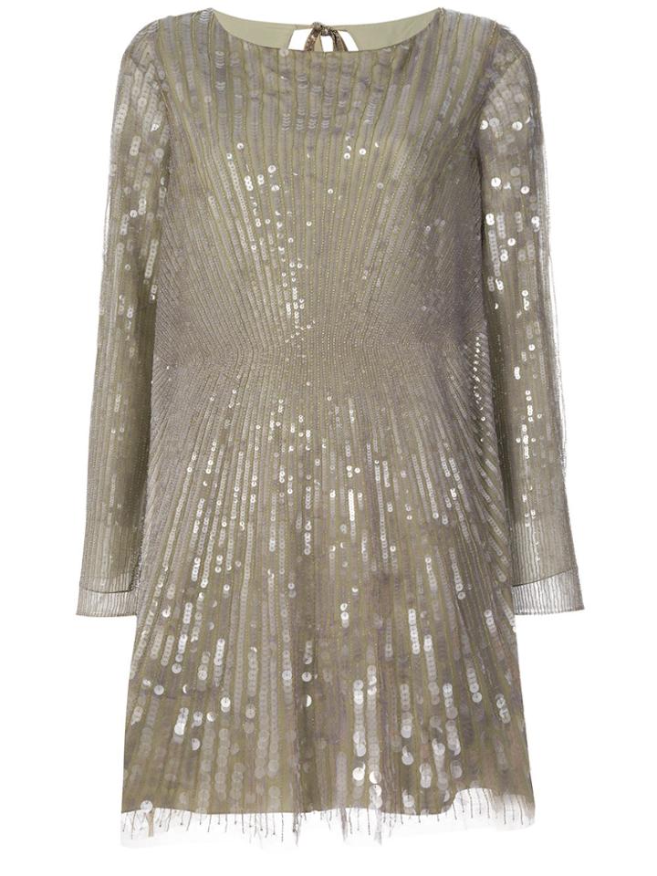 Alberta Ferretti Sequined Shift Dress - Green