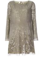 Alberta Ferretti Sequined Shift Dress - Green