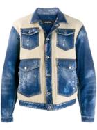 Dsquared2 Faux Shearling Panels Denim Jacket - Blue