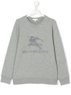 Burberry Kids - Embroidered Logo Sweatshirt - Kids - Cotton - 14 Yrs, Grey
