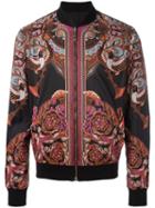 Versace Collection Printed Bomber Jacket, Men's, Size: 46, Black, Polyamide