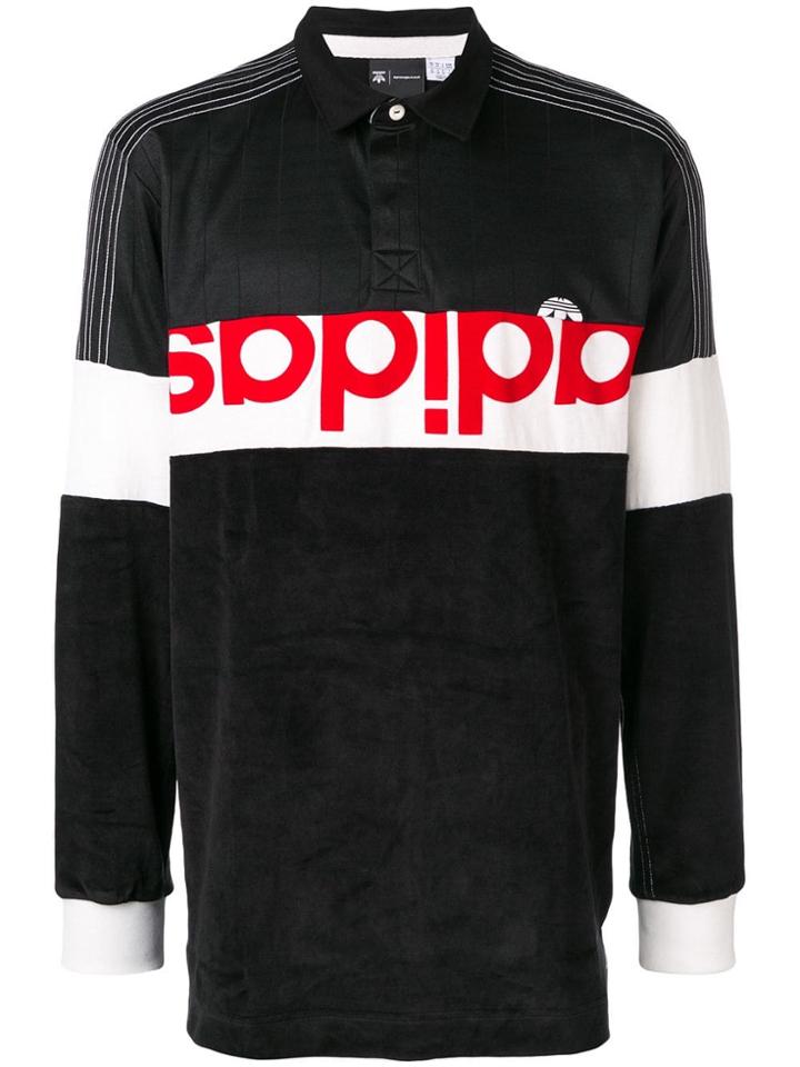 Adidas Originals By Alexander Wang Panelled Logo Polo Shirt - Black