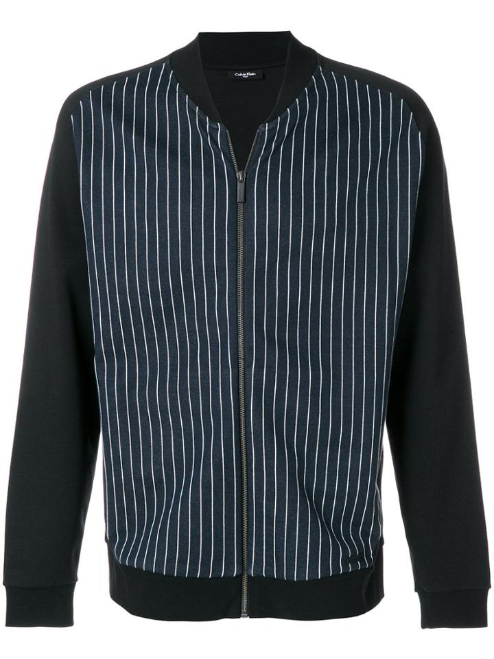 Calvin Klein Striped Bomber Jacket - Black
