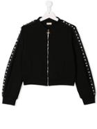Elisabetta Franchi La Mia Bambina Pearl Crystal Embellished Bomber