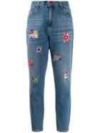 History Repeats Beaded-patch High-rise Slim Jeans - Blue