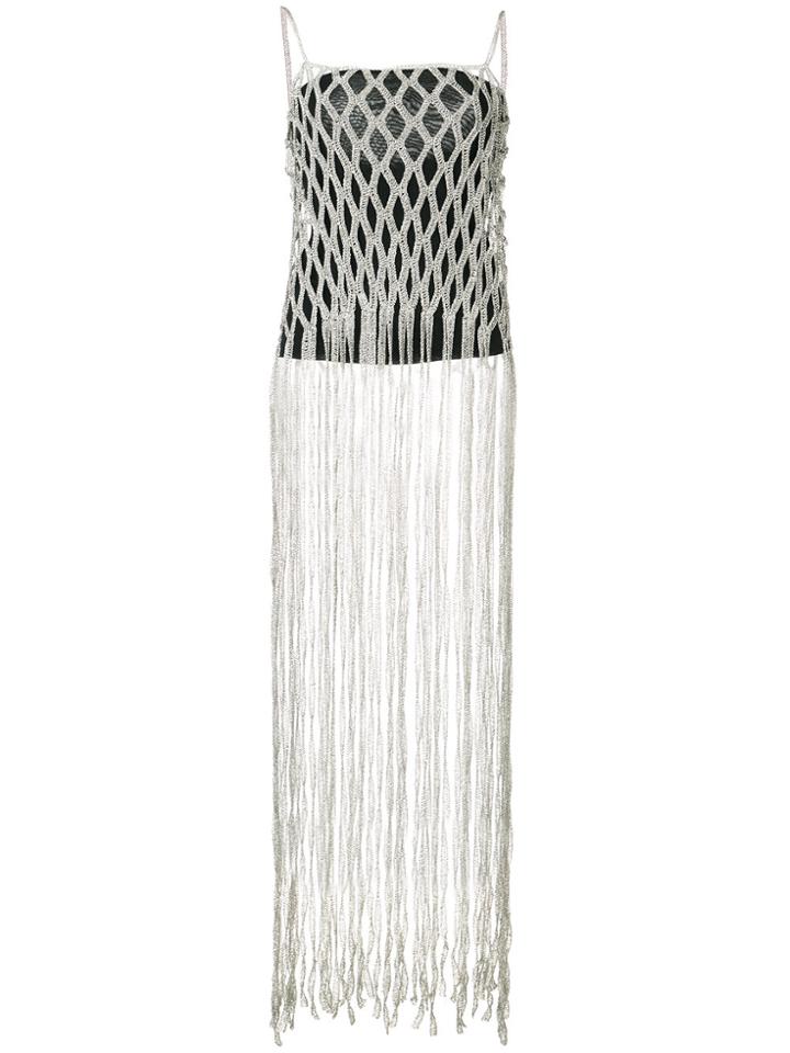 Rosetta Getty Fringe Mesh Camisole - Metallic