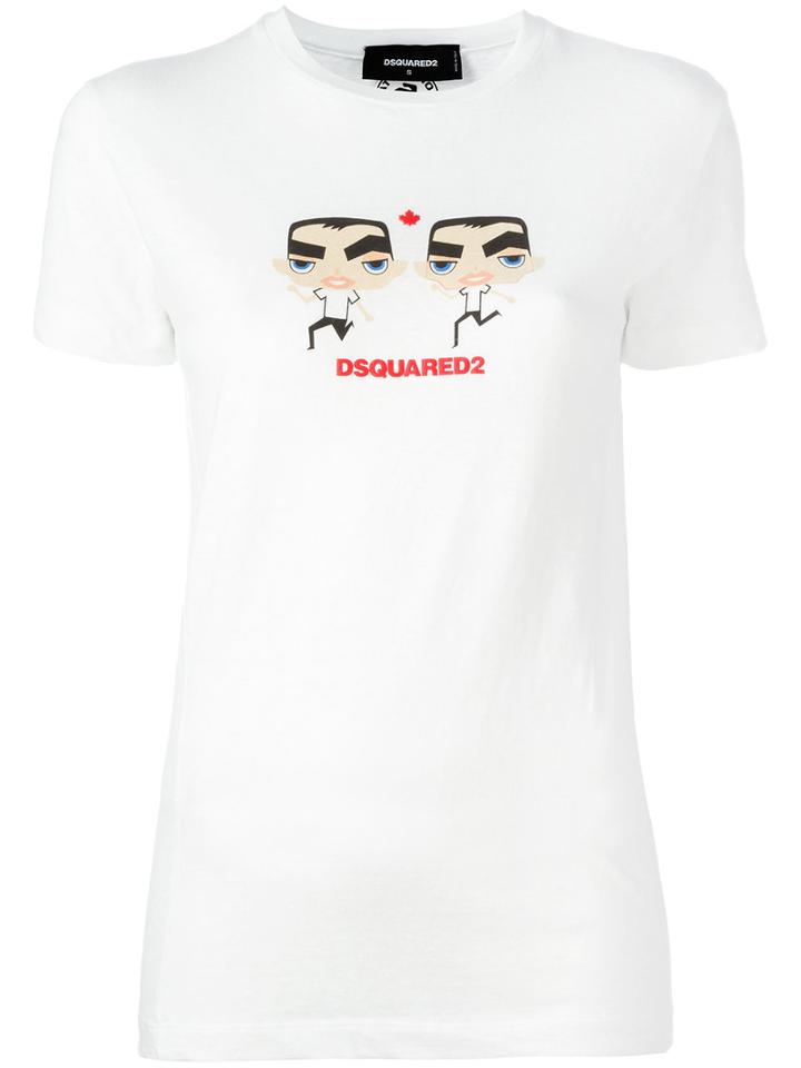 Dsquared2 - Caten Twins Cartoon T-shirt - Women - Cotton - Xs, White, Cotton