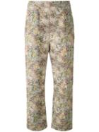 Isa Arfen - Abstract Print Cropped Trousers - Women - Cotton/linen/flax/spandex/elastane - 6, Nude/neutrals, Cotton/linen/flax/spandex/elastane