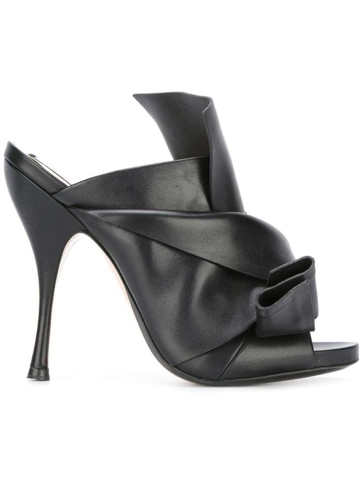 Nº21 Leather Bow Mules - Black