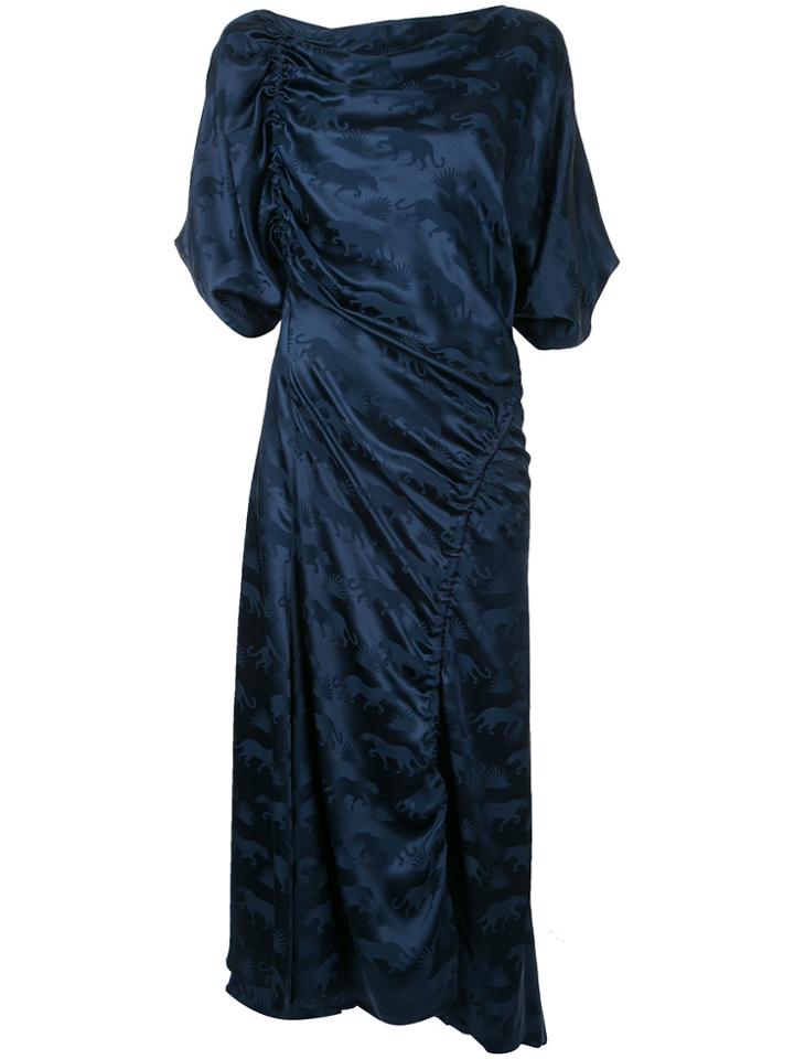Bianca Spender Panther Gathered Dress - Blue