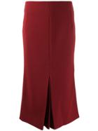 Victoria Beckham Pleat-detail Fitted Midi-skirt - Red