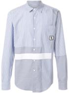 Wooyoungmi Contrast Patch Striped Shirt - Blue