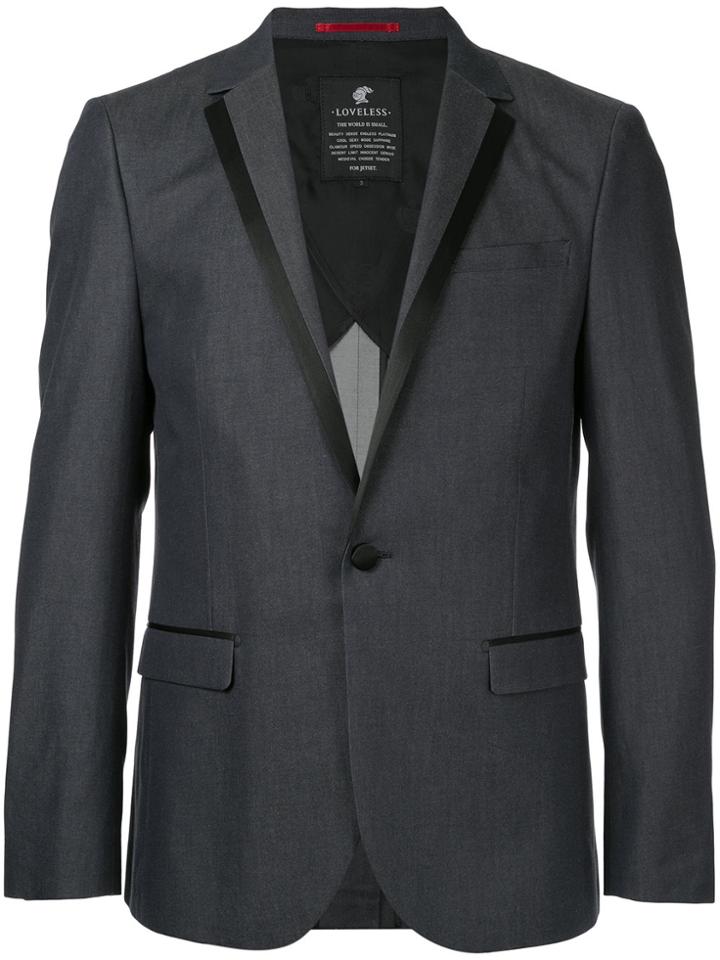 Loveless Contrast Trim Blazer - Blue