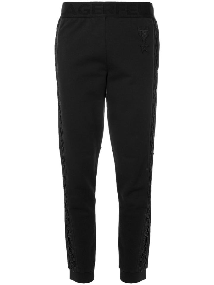Karl Lagerfeld Lace-up Side Track Pants - Black