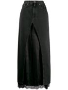 Mm6 Maison Margiela Satin Insert Denim Skirt - Black